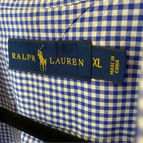 Ralph Lauren Blue checkered Button Down Formal Shirt XL - Picture 6 of 6
